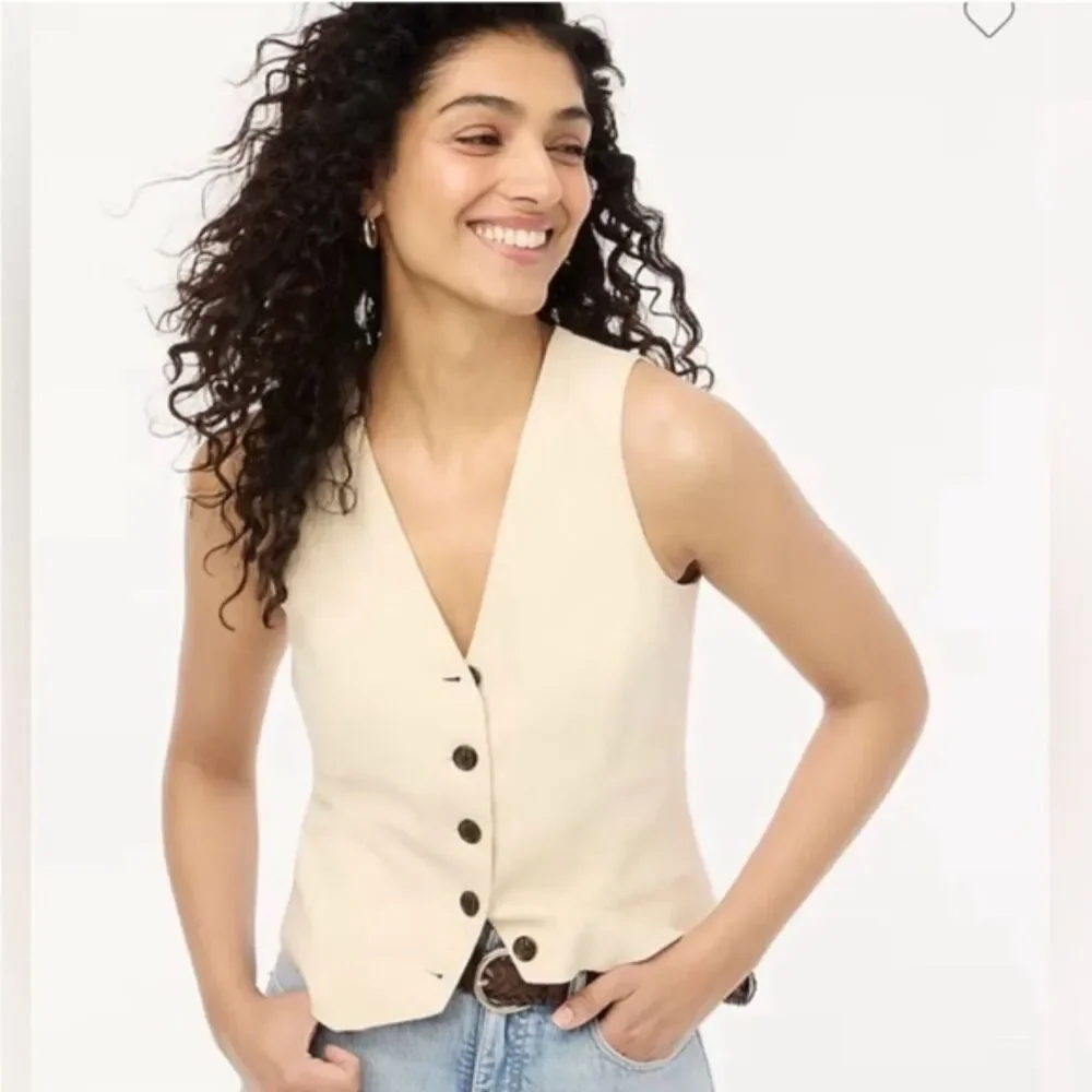 J.CREW Cream Button Front Vest